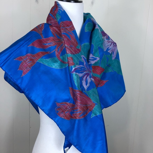 Thai Silk Floral Scarf - Picture 8 of 9